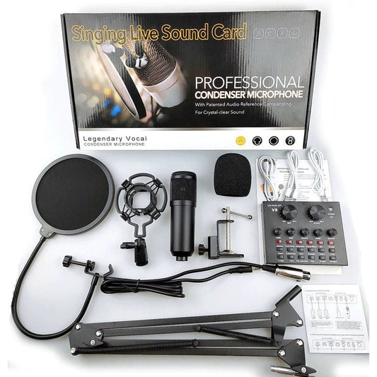 BM800 2025, micro professionnel à condensateur avec carte son V8 pour studio audio , karaoké, jeux, diffusion en direct - Smart Business Center